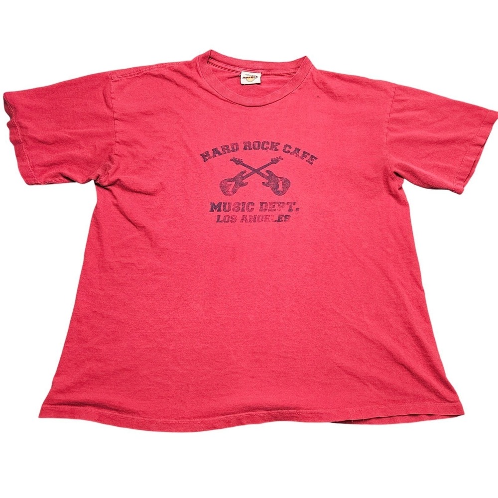 Vintage Hard Rock Cafe Los Angeles Tshirt Mens XL‎ Red Faded Distressed Grunge
